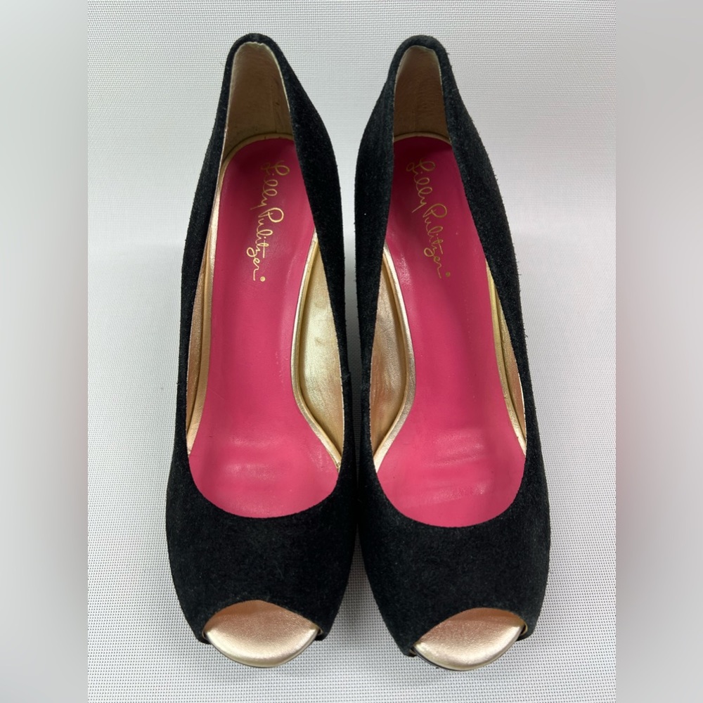 Lilly Pulitzer Resort Chic Black Suede shoes